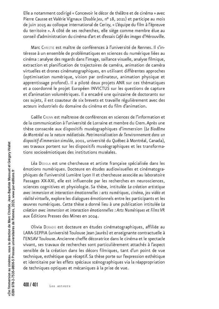 De l'immersion au cinéma