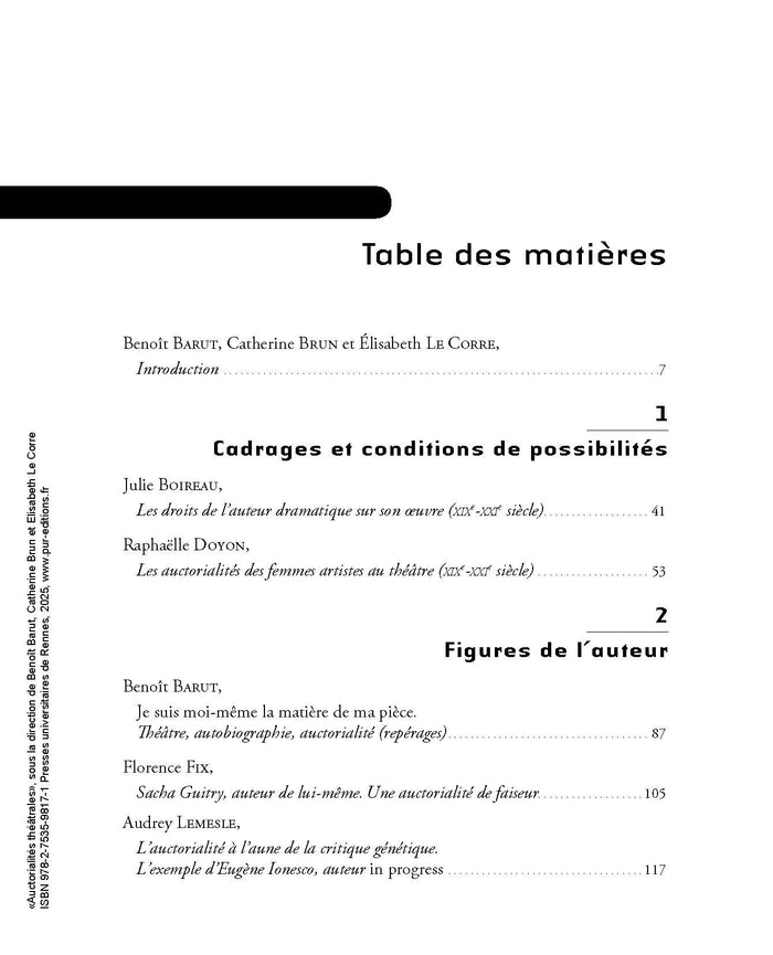 Auctorialités théâtrales