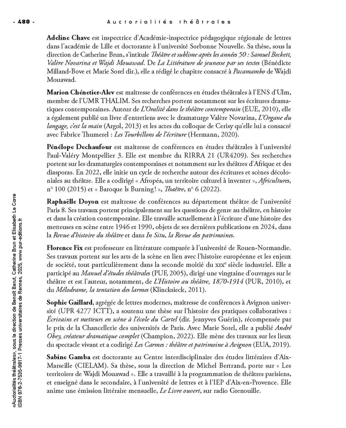 Auctorialités théâtrales