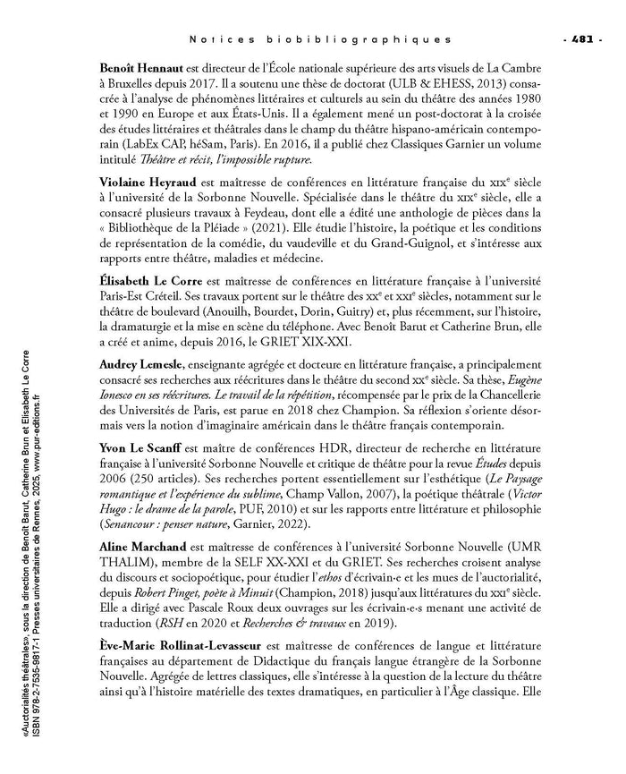 Auctorialités théâtrales