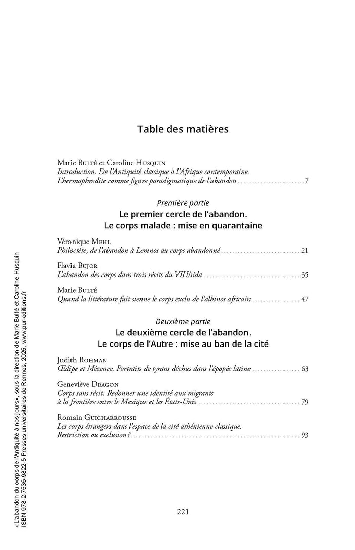 L'abandon du corps de l'Antiquité à nos jours