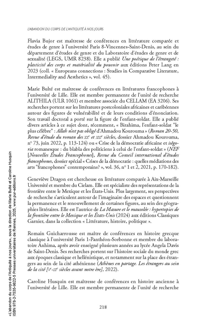 L'abandon du corps de l'Antiquité à nos jours