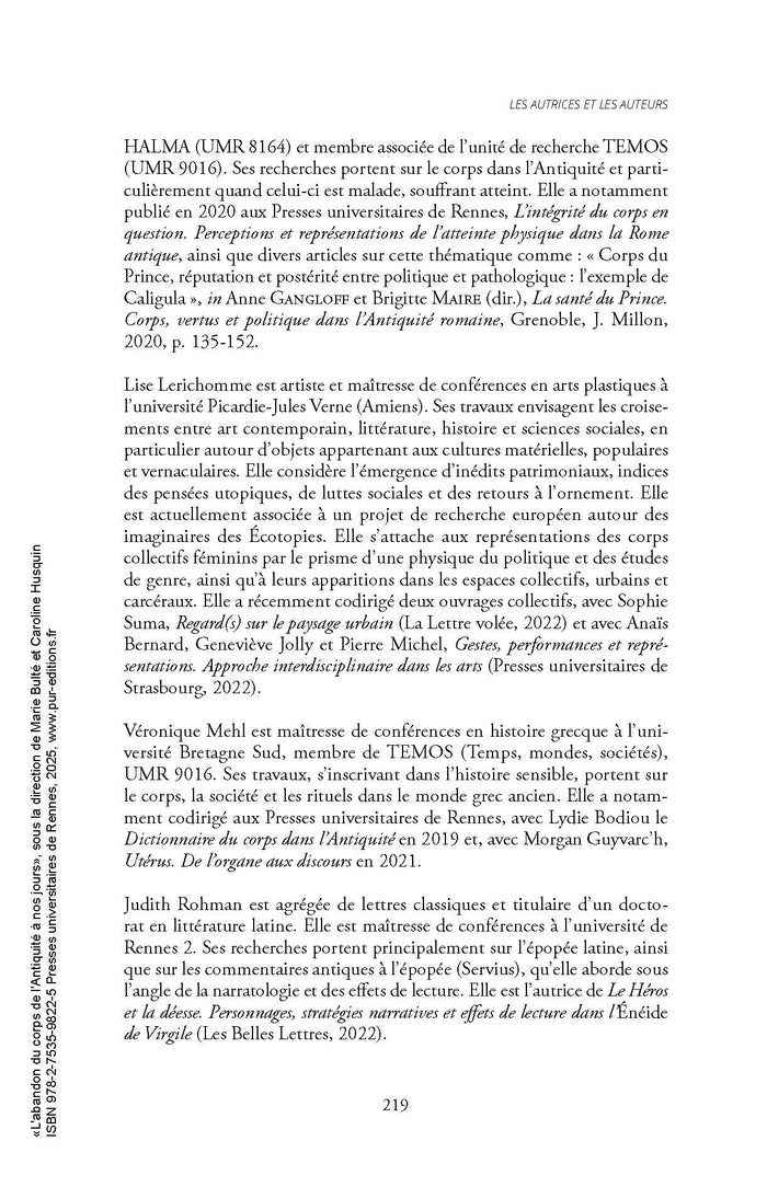 L'abandon du corps de l'Antiquité à nos jours