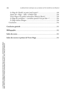 La réception critique de la poésie de Victor Hugo en France: 1914-1944