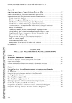 Systèmes dynamiques et émergence du discours spontané en anglais