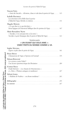 Lectures des poésies d'Alfred de Vigny