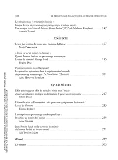 Le personnage romanesque au miroir du lecteur