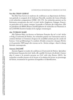 Le personnage romanesque au miroir du lecteur