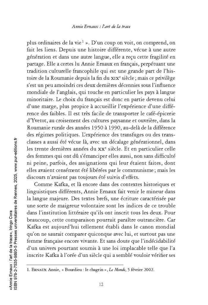 Annie Ernaux : l'art de la trace