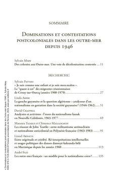 Dominations et contestations postcoloniales dans les Outremer depuis 1946