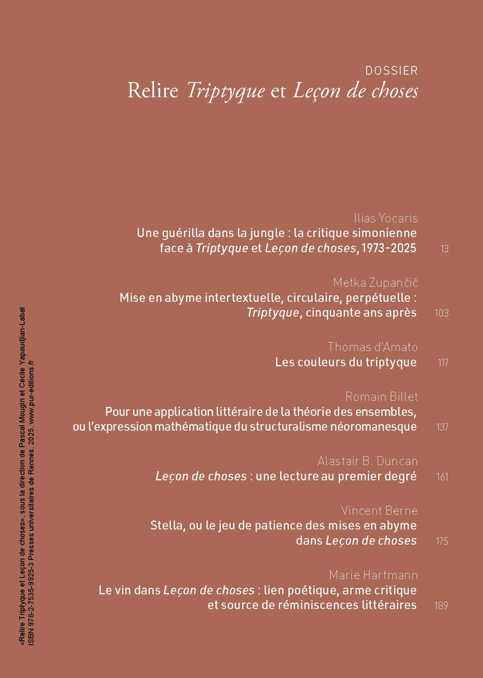 Relire Triptyque et Leçon de choses