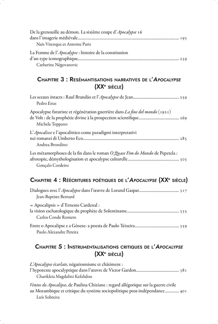 Retours à l'Apocalypse