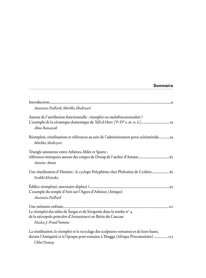 Réemploi, réutilisation, référence dans les sociétés anciennes