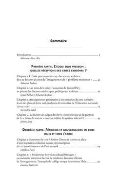 Crises dans et hors l'école en France