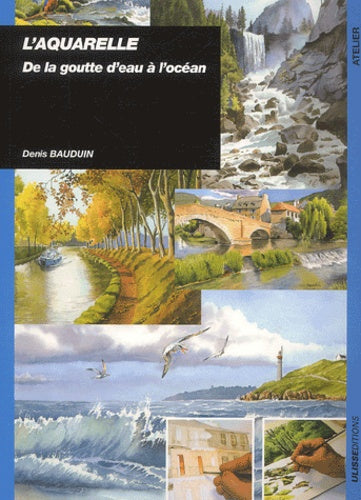 Aquarelle de la goutte d'eau à l'océan