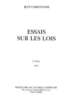 Essais sur les lois, 2e édition