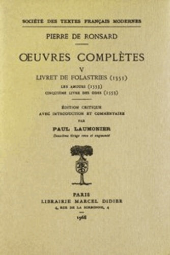 Les Amours, Cinquième livre des Odes (1553)