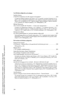 Divisions subjectives et personnalités multiples