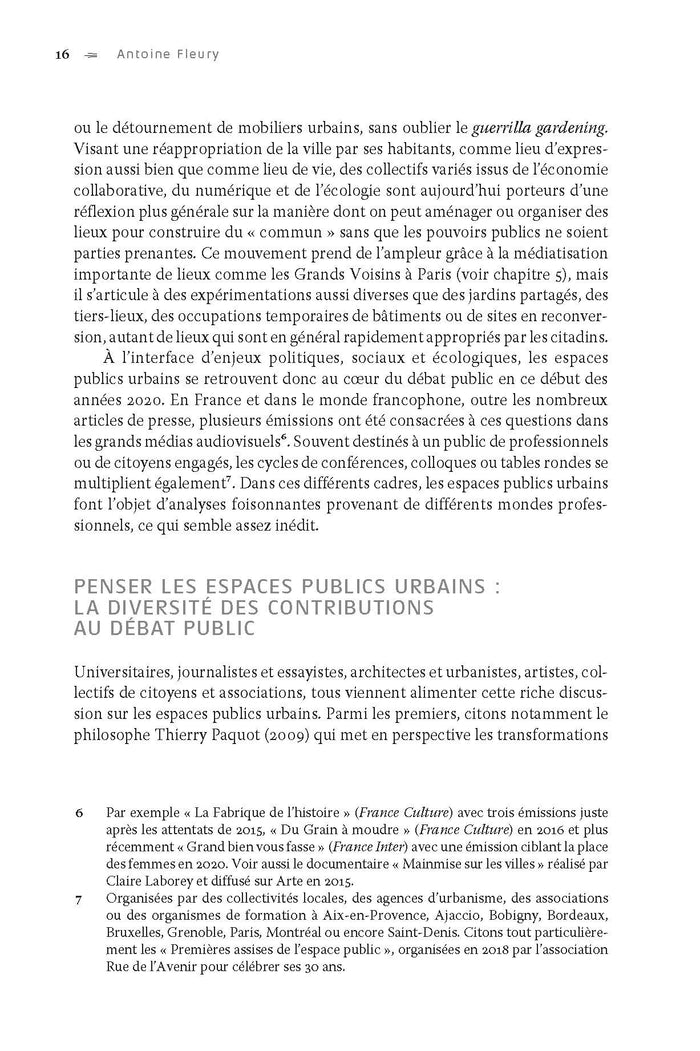 Les espaces publics urbains