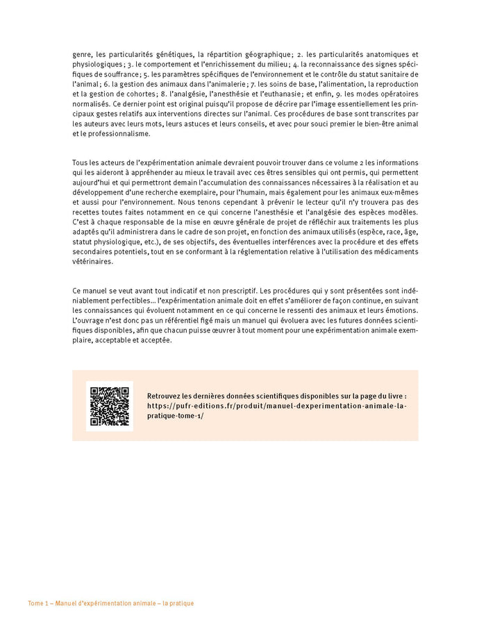 Manuel d'expérimentation animale - La pratique (Tome 1)