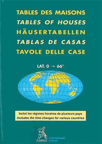 Tables des maisons Placidus pour les Latitudes 0° à 66° (hémisphères Nord et Sud)