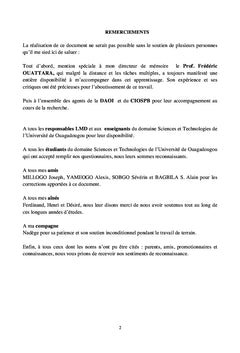 Problematique de l'Introduction du LMD au Burkina Faso
