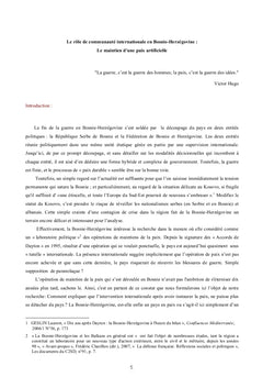 Lintervention internationale en Bosnie-Herzégovine