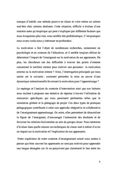 Simulation globale, motivation et implication de l'apprenant