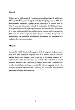 Intégration pédagogique des TICE au Maroc et pratiques des enseignants