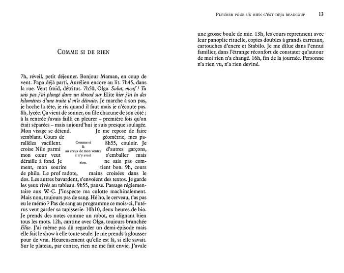 Pleurer pour un rien, c'est déjà beaucoup