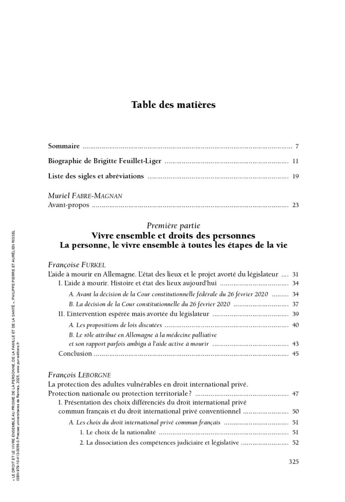 Le droit et le vivre ensemble au prisme de la personne, de la famille et de la santé