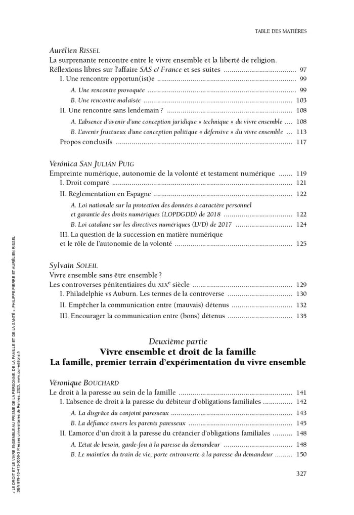 Le droit et le vivre ensemble au prisme de la personne, de la famille et de la santé