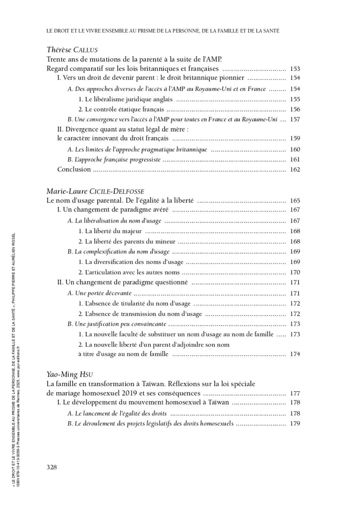 Le droit et le vivre ensemble au prisme de la personne, de la famille et de la santé