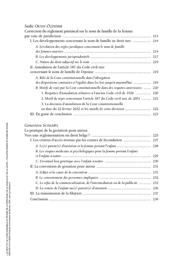 Le droit et le vivre ensemble au prisme de la personne, de la famille et de la santé