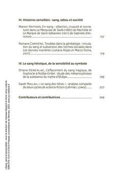 Sang, sens et sensorialité