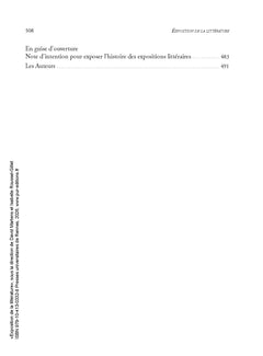 Exposition de la littérature