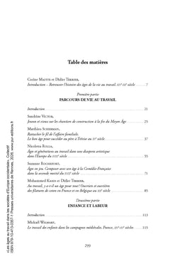 Les âges au travail dans les sociétés d'Europe occidentale, XIVe-XXe siècle
