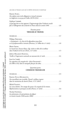 Les âges au travail dans les sociétés d'Europe occidentale, XIVe-XXe siècle