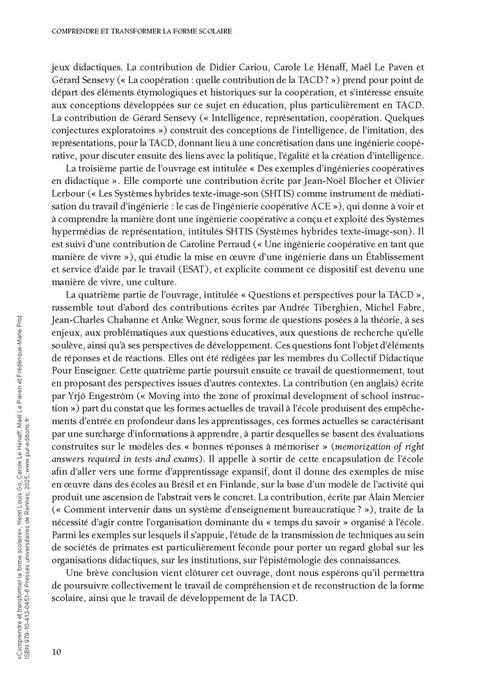 Comprendre et transformer la forme scolaire