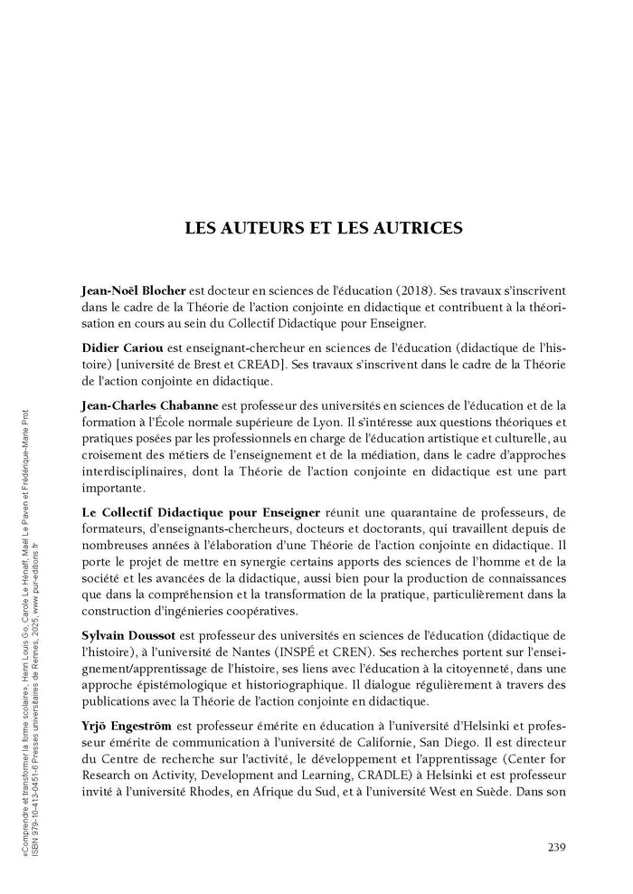 Comprendre et transformer la forme scolaire