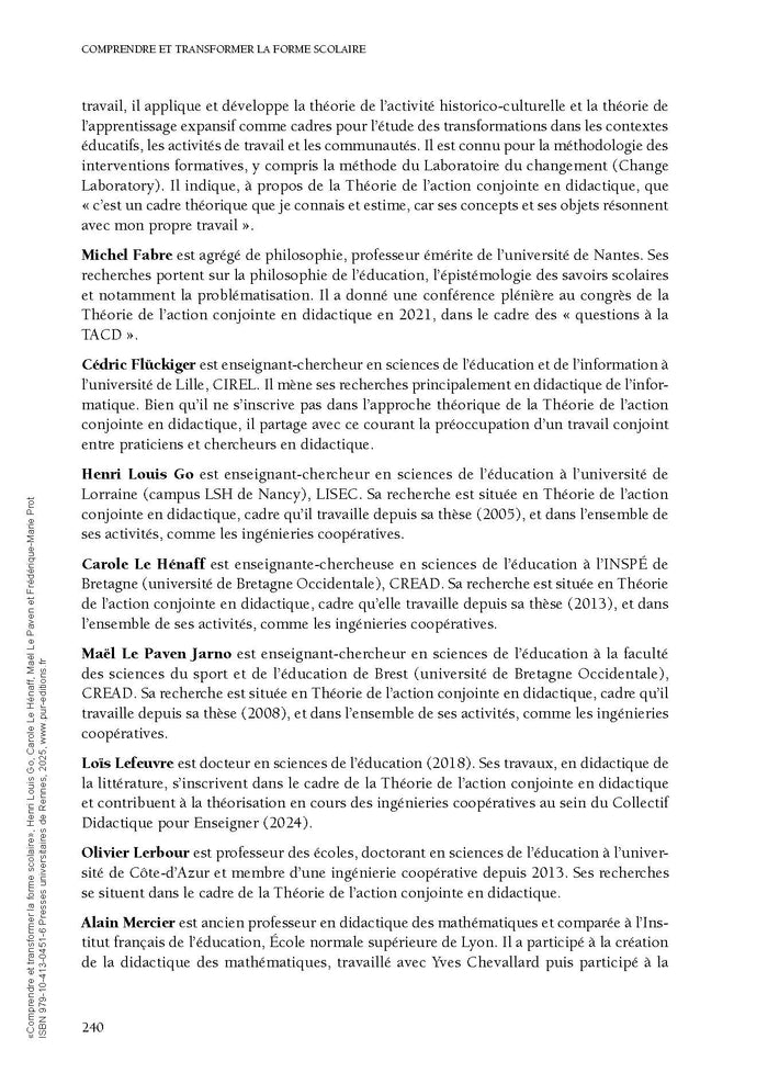 Comprendre et transformer la forme scolaire