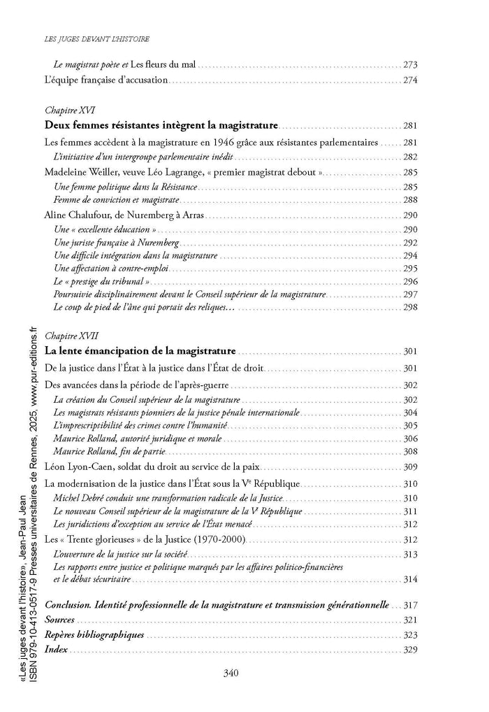 Les juges devant l'histoire