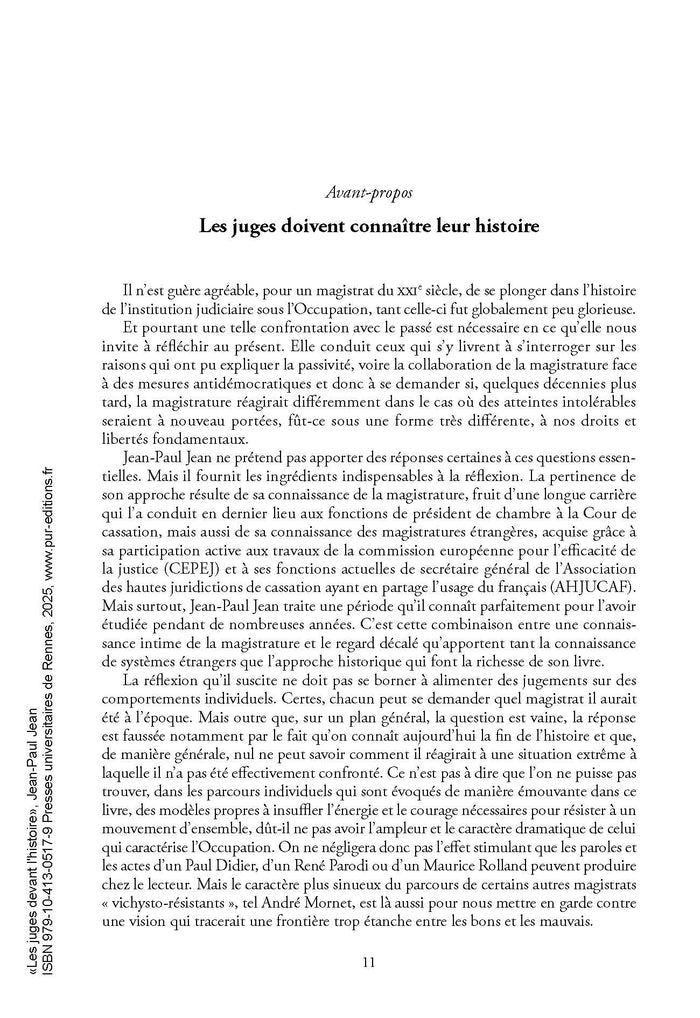 Les juges devant l'histoire