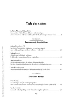 Les catholicismes devant les transformations de l'espace public