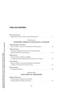 Lectures de Claire de Duras