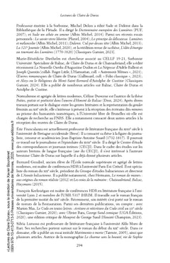 Lectures de Claire de Duras