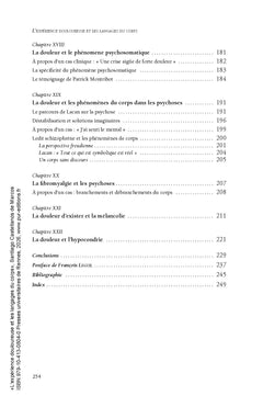 L'expérience douloureuse et les langages du corps