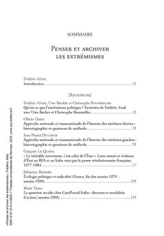 Penser et archiver les extrémismes