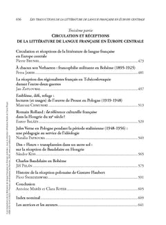 Les traductions de la littérature de langue française en Europe centrale