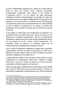 L'administrateur independant en theorie et en pratique